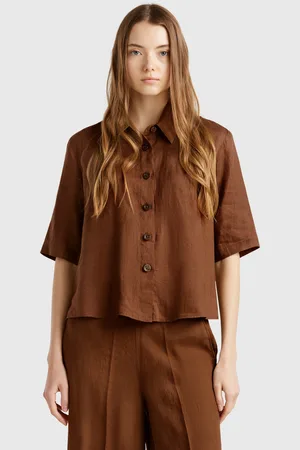 Benetton Benetton, Short Shirt In Pure Linen, size XS, , Women