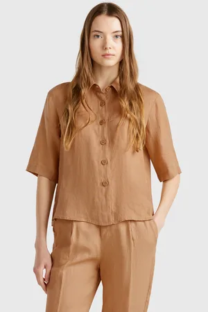 Benetton Benetton, Short Shirt In Pure Linen, size XS, , Women