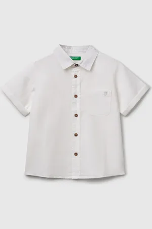 Benetton Benetton, Short Sleeve Shirt In Linen Blend, size 3-4, , Kids