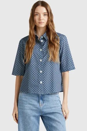 Benetton Benetton, Patterned Shirt In Lightweight Cotton, size S, , Women