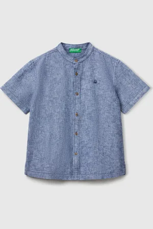 Benetton Benetton, Short Sleeve Mandarin Collar Shirt, size S, , Kids