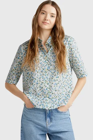 Benetton Benetton, Patterned Shirt In Lightweight Cotton, size XL, , Women