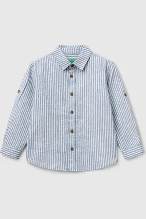 Benetton Benetton, Striped Shirt In Linen Blend, size 4-5, , Kids