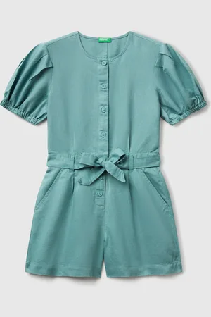Benetton Benetton, Jumpsuit With Sash In Linen Blend, size M, , Kids