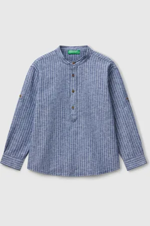 Benetton Benetton, Striped Mandarin Collar Shirt, size XL, , Kids
