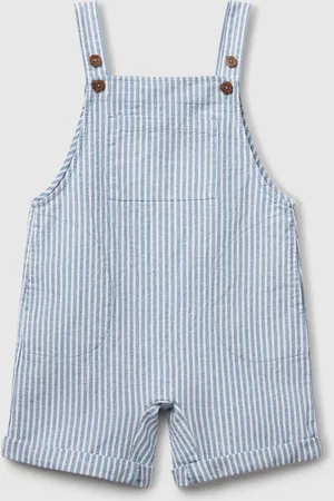 Benetton Benetton, Striped Dungarees In Linen Blend, size 3-4, , Kids
