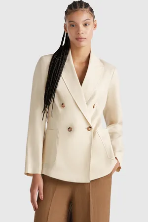 Benetton Benetton, Double-breasted Jacket In Pure Linen, size, , Women