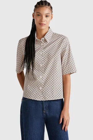 Benetton Benetton, Patterned Shirt In Lightweight Cotton, size XL, , Women