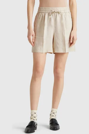Benetton Benetton, Shorts With Drawstring In Pure Linen, size XXS, , Women
