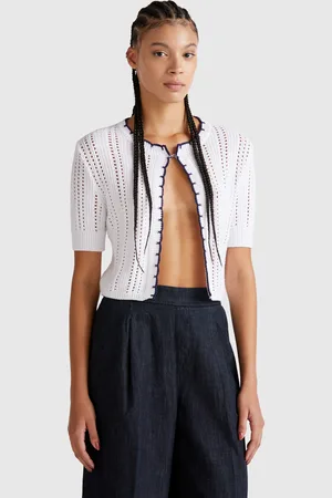 Benetton Benetton, Cropped Perforated Cardigan, size XL, , Women