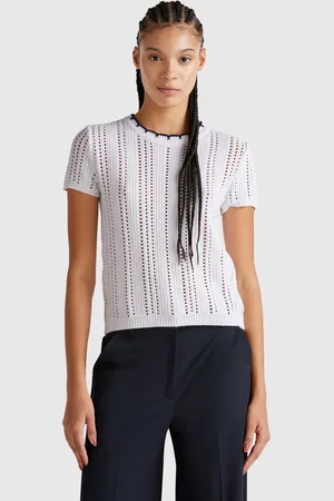 Benetton Benetton, Perforated Sweater In Pure Cotton, size L, , Women