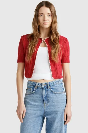 Benetton Benetton, Cropped Perforated Cardigan, size XS, , Women