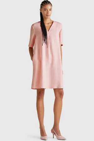 Benetton Benetton, Short Sleeve Dress In Pure Linen, size XS, , Women