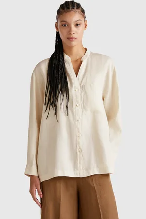 Benetton Benetton, Oversized Shirt In Pure Linen, size L, , Women