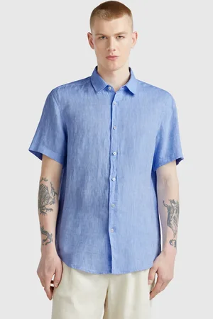 Benetton Benetton, Short Sleeve Shirt In Pure Linen, size XXL, , Men