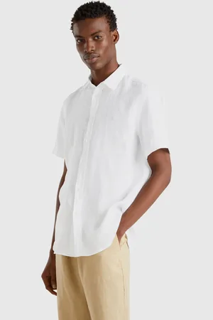 Benetton Benetton, Short Sleeve Shirt In Pure Linen, size L, , Men