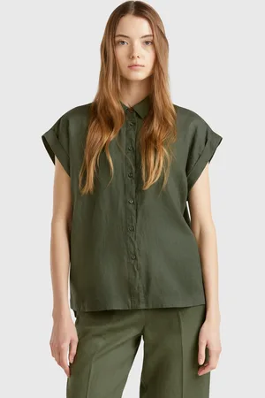 Benetton Benetton, Regular Fit Shirt In Pure Linen, size XL, , Women