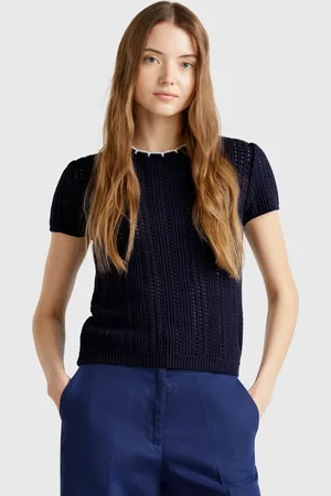 Benetton Benetton, Perforated Sweater In Pure Cotton, size XS, , Women