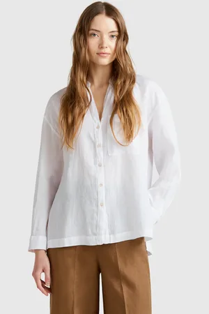 Benetton Benetton, Oversized Shirt In Pure Linen, size L, , Women