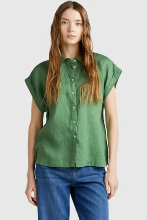 Benetton Benetton, Regular Fit Shirt In Pure Linen, size XS, , Women