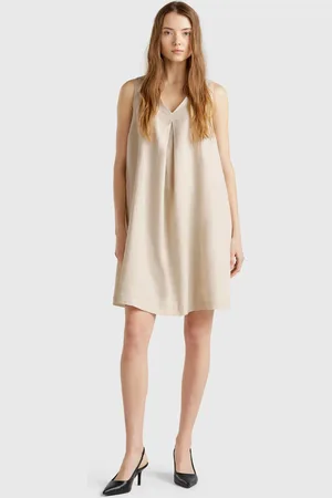 Benetton Benetton, Sleeveless Dress In Pure Linen, size L, , Women