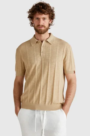 Benetton Benetton, Knit Polo In Linen Blend, size XXL, , Men
