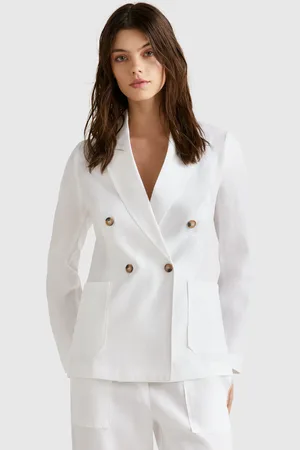 Benetton Benetton, Double-breasted Jacket In Pure Linen, size, , Women