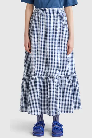 Benetton Benetton, Vichy Skirt With Frill, size L, , Women