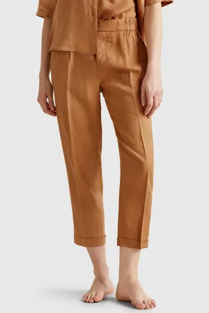 Benetton Benetton, Cropped Trousers In 100% Linen, size S, , Women