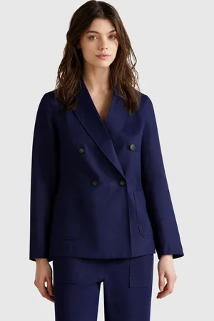 Benetton Benetton, Double-breasted Jacket In Pure Linen, size, , Women