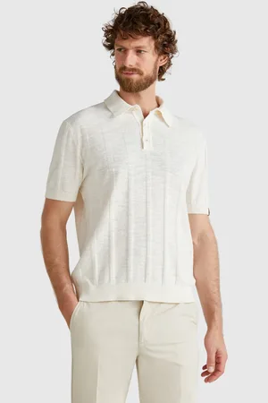 Benetton Benetton, Knit Polo In Linen Blend, size XXL, , Men