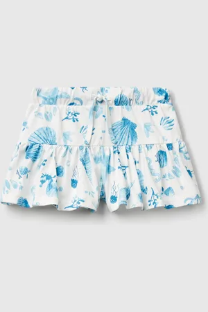 Benetton Benetton, White Shorts With Blue Shells, size 5-6, , Kids