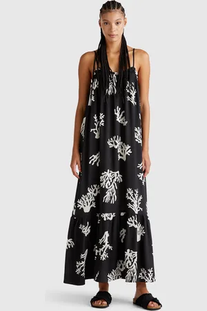 Benetton Benetton, Beach Cover-up Dress With Coral Print, size S, , Women