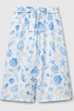 Benetton Benetton, Palazzo Trousers With Navy Print, size 4-5, , Kids