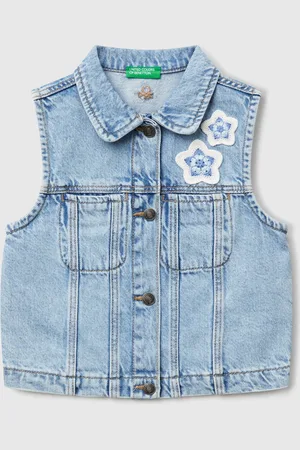 Benetton Benetton, Denim Vest With Flower Patch, size 2-3, , Kids