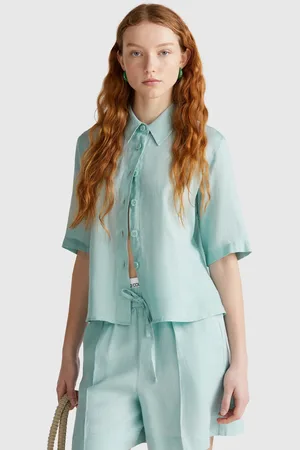 Benetton Benetton, Short Shirt In Pure Linen, size M, , Women