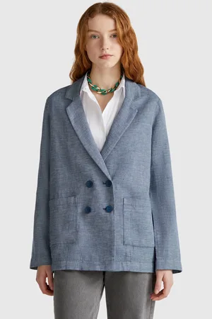Benetton Benetton, Double-breasted Jacket In Linen Blend, size XXS, , Women