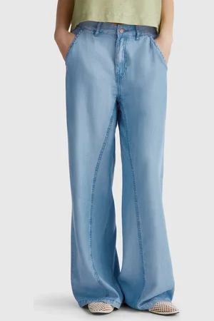 Benetton Benetton, Wide Trousers In Chambray, size 27, , Women