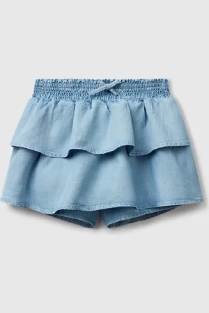 Benetton Benetton, Mini Skirt In Chambray With Frills, size L, , Kids