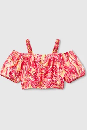 Benetton Benetton, Crop Top With Tropical Print, size 2XL, , Kids
