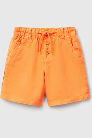 Benetton Benetton, Bermuda Shorts With Drawstring In Linen Blend, size 2-3, , Kids