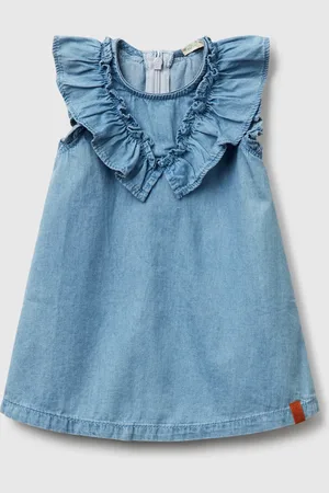 Benetton Benetton, Chambray Dress With Frill, size 1-3, , Kids