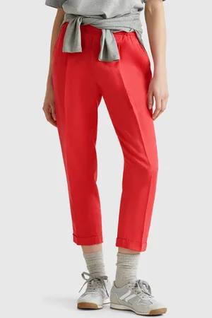 Benetton Benetton, Cropped Trousers In 100% Linen, size XL, , Women