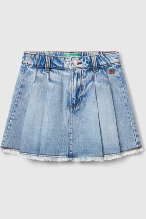 Benetton Benetton, Pleated Denim Skirt, size XL, , Kids