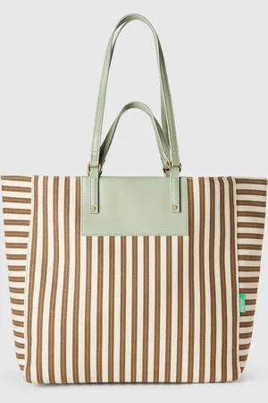 Benetton Benetton, Green And Beige Striped Tote Bag, size OS, , Women