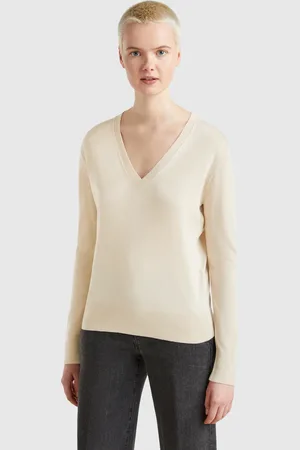 Benetton Benetton, V-neck Sweater In Silk Blend, size XL, , Women