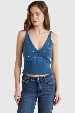 Benetton Benetton, Knit Tank Top With Flower Embroidery, size L, , Women