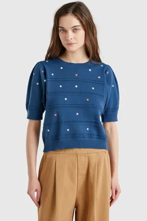 Benetton Benetton, Sweater With Embroidered Flowers, size XS, , Women