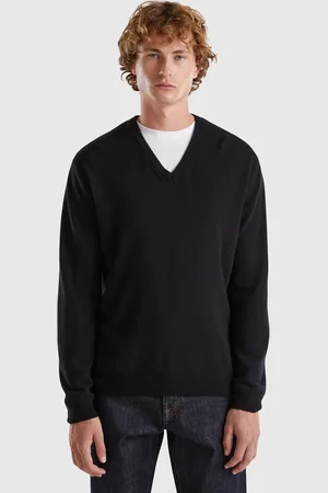 Benetton Benetton, V-neck Sweater In Pure Merino Wool, size L, , Men