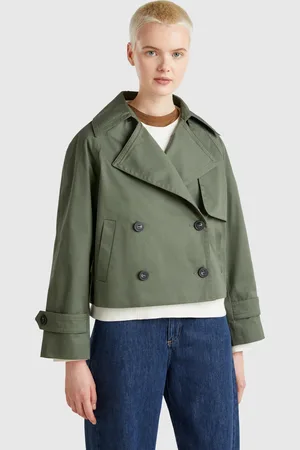 Benetton Benetton, Cropped Double-breasted Trench Coat, size, , Women